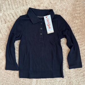 Cat & Jack toddler long sleeve navy polo uniform style shirt size 3T NWT